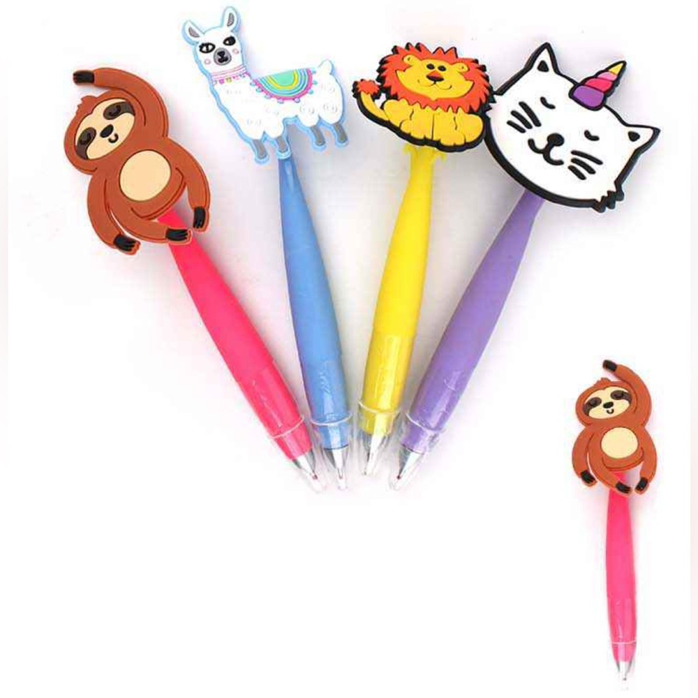 Dozen Cartoon Animal Topper Ballpoint Pen - Assorted Colors - Picture 2 of 2